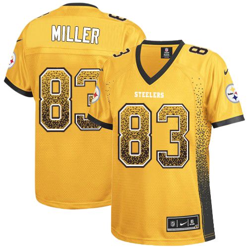 Women's Elite Heath Miller Nike Jersey Gold - #83 Drift Fashion NFL Pittsburgh Steelers